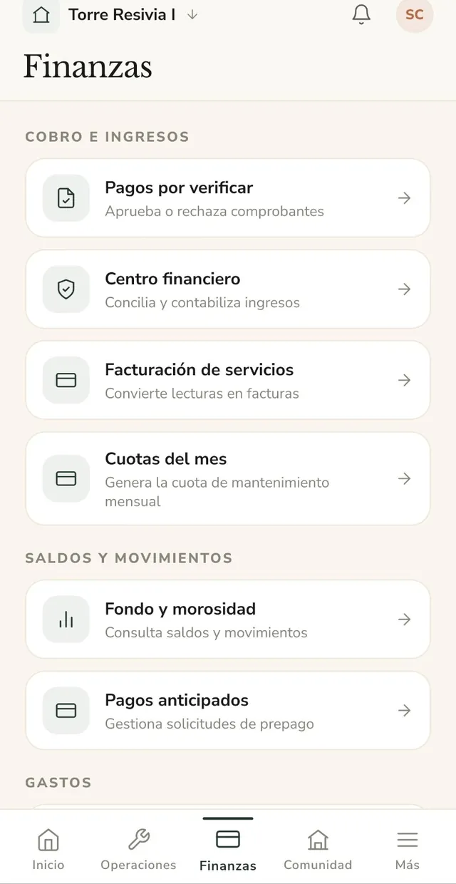 Gestión financiera y de pagos en Resivia