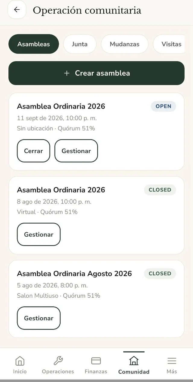 Gestión de asambleas de condominios en Resivia